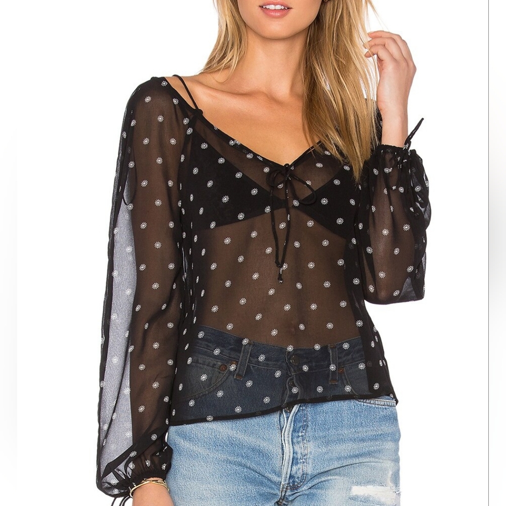 Midnight Memories Blouse in Black Daisy Print The Fifth Label Womens Size Small